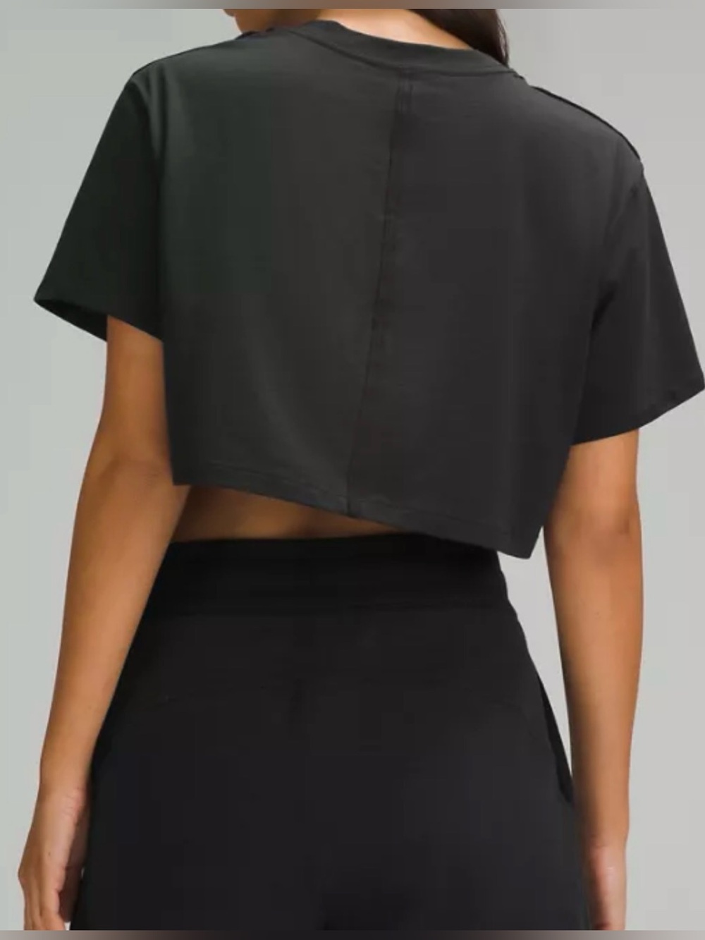 Lululemon Women 4 Black All Yours Cropped T-Shirt Athletic Activewear Athleisure - Picture 11 of 14